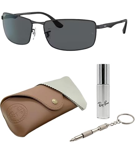 Ray-Ban RB 3498 サングラス ケース付き Amazon.com: Ray-Ban Mens RB3498 Rectangular Sunglasses, Black/Dark