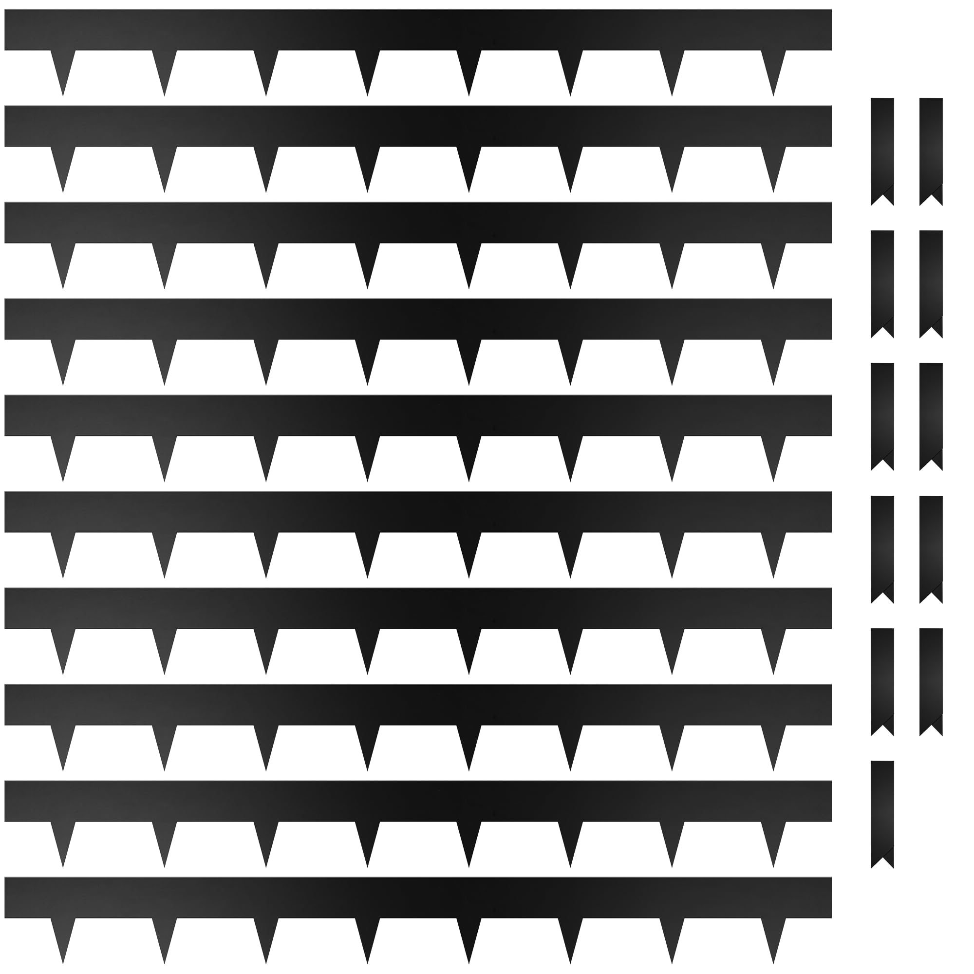 Photo 1 of KOL Galvanized Steel Flexible Garden Lawn Edging, 10-Pack Black Metal Landscape Edging Strips - Heavy Duty Hammer-in Border with 11 Clips - 16-Gauge - 40" L x 4.5" H (33FT Total Length)