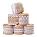 Whaline 473 Inches Burlap Ribbon Roll with White Lace Craft Ribbon Roll for DIY, Home Decor and Gift Wrap, 6 Rolls