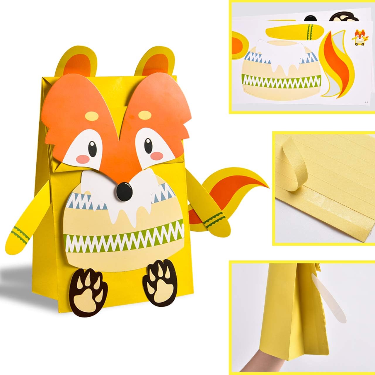 Pajaver DIY Paper Hand Puppet Making Kits, 8 Pcs Animal Hand Puppets