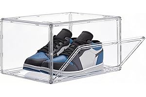 HIYOHIYO Acrylic Clear Shoe Storage Boxes Stackable for High-end Sports Shoes 360° Fully Transparent Display Box with Magneti