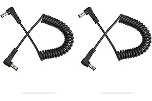 GINTOOYUN DC Power Extension Cable DC 5.5MM x 2.5MM 90 Degree Male to Male Plug Cable Right Angle DC5525 Power Adapter Cable for Strip Lihgt,CCTVSecurity Camera,Monitors,etc(2pcs)