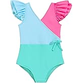 Mioglrie Toddler Baby Swimsuit Girl Bathing Suit Girl 2T 3T 4T 5T 6T Girls One Piece Swimsuits Color Block Swimwear