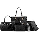Women Handbags Set 6 Pcs PU Leather Top Handle Purse Shoulder Crossbody Bag Sets