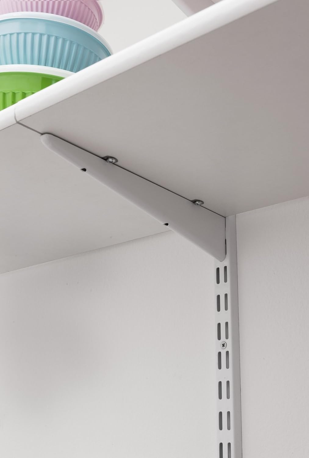 Element System U-beam Shelving unit 2-row, 2 pieces, 5 Dimensions, 3 colors, long 47 cm for shelving system wall rail, white - Image 3