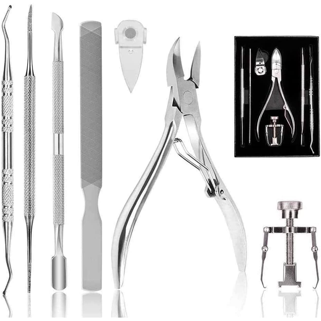 Toenail Clippers Set 7Pcs, Staineless Steel Ingrown Toenail Tool Kit, Professional Toe Nail Nippers Set for Ingrown & Thick Nail, Surgery Grade Manicure Pedicure Tool By OosoFitt