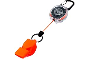 KEY-BAK Secure Safe 24" Retractable Keychain with built-in LOUD Fox40 Emergency Whistle, Carabiner Clip - Retract 4oz & Holds Up To 5 Keys - Clear Case/Orange Cord
