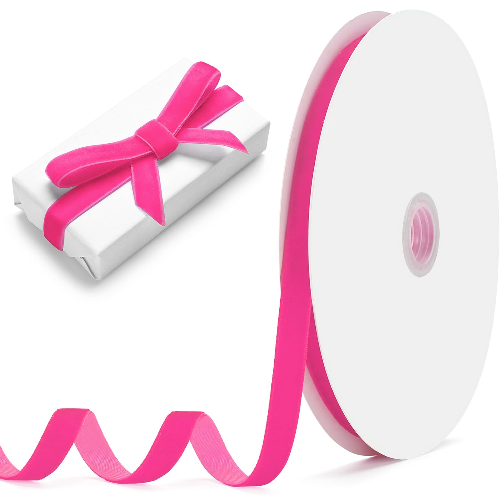 Photo 1 of **** PACK OF 2 ****** Pink Velvet Ribbon 3/8 Inch x 25 Yards: Velvet Ribbons for Gift Wrapping Valentines & Wedding Flower Bouquet Packaging, Bow Making Mother's Day Decorations and Wreath Crafts Decoration