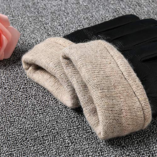 Mens Genuine Leather Gloves Winter - Acdyion Touchscreen Cashmere/Wool Lined Warm Dress Driving Gloves (Black, Medium) - Thumbnail 3