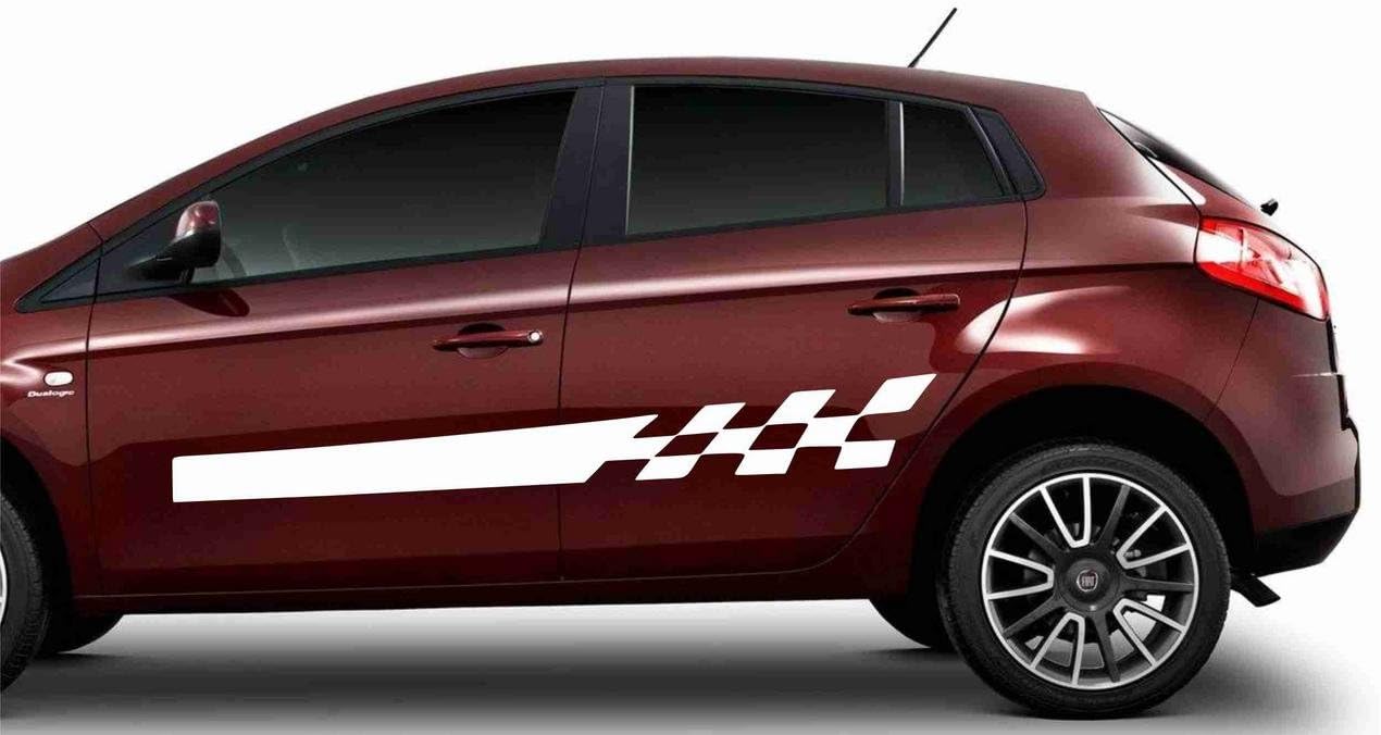 Creatick Studio Racing Flag New- B Sides, Windows, Bumper, Hood Car Sticker (12 cm x 101 cm)_