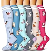 Bluemaple 6 Pack Copper Compression Socks for Women and Men Circulation-Best Support for Medical, Running,Nursing,Athletic