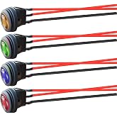 Gebildet 4pcs 12V-24VDC/10A Prewired Waterproof Round Rocker Toggle Switch with LED Indicator,3 Pin SPST ON-Off Toggle Switch for Car Truck Motorcycle Boat Marine (Red/Yellow/Blue/Green)