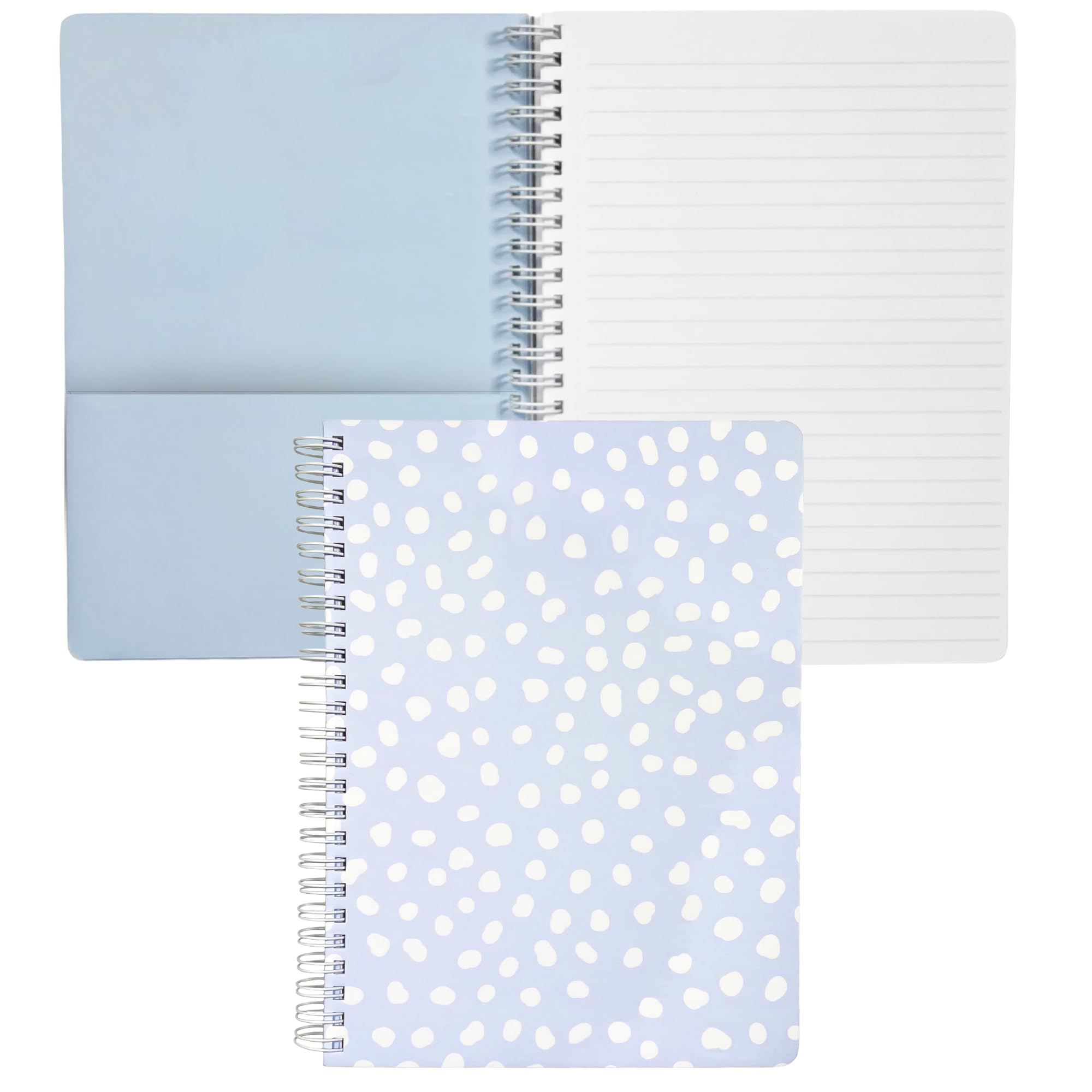 Steel Mill & Co Cute Mini Spiral Notebook, 8.25" x 6.25" Journal with Durable Hardcover and 160 Lined Pages, Light Blue Dots