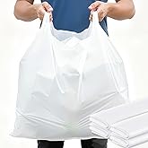 AmazingSpark 100 Pack 36'' x 24'' x 8'' Extra Large White Plastic Shopping Bags(0.8 Mil Thick) Reusable Heavy Duty Large T-shirt Grocery Bags Bulk with Handles for Restaurant, Retail, Business
