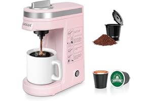 CHULUX Classic Pink Metal Single Serve Coffee Maker with One Button Operation and Auto Shut-Off for 355.0 milliliter Capacity