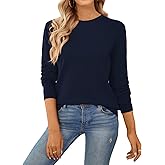 QUALFORT Women's Sweater 100% Cotton Long Sleeve Pullover Sweater Soft Lightweight Knit Tops 2026