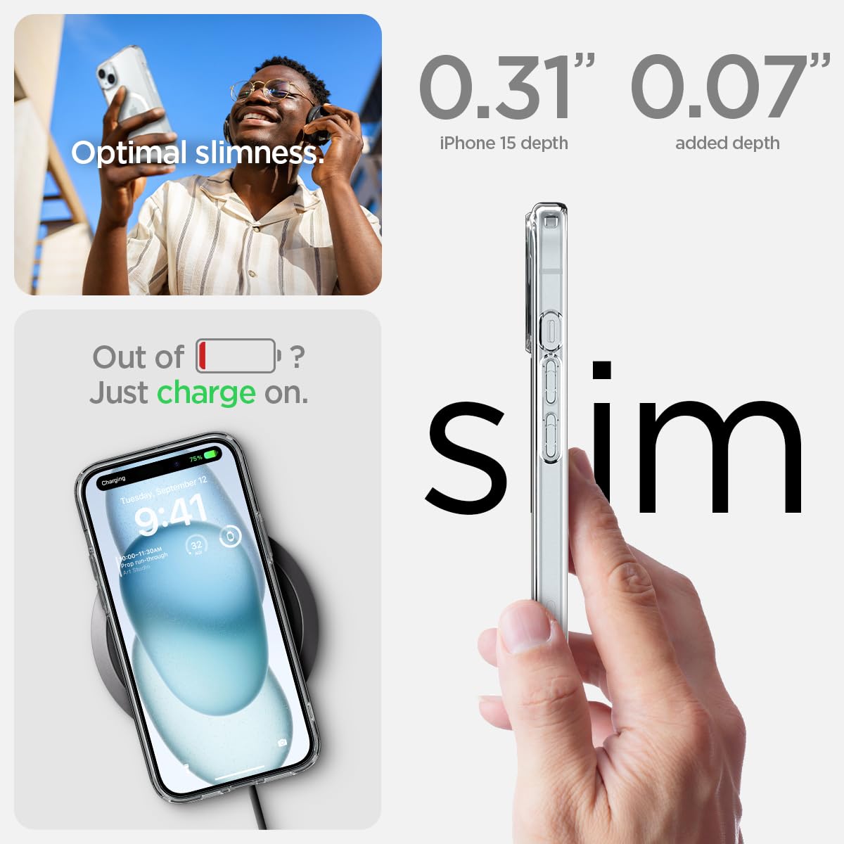 Spigen for iPhone 15 Case, Ultra Hybrid MagFit [Anti-Yellowing] [Compatible with Magsafe] - Clear