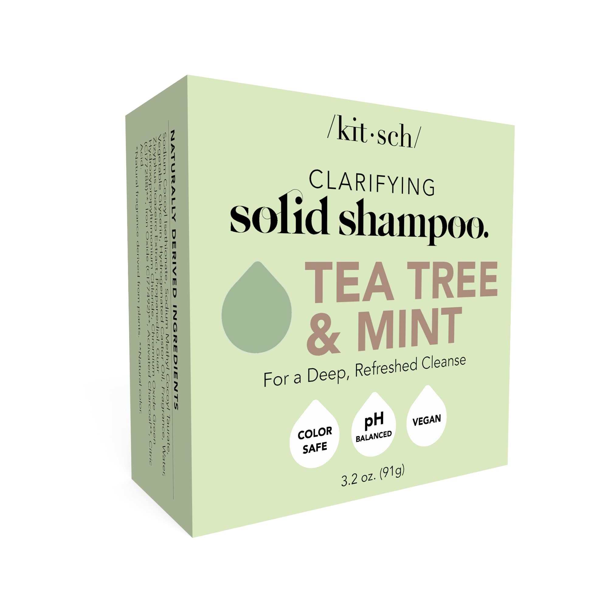 Kitsch Tea Tree & Mint Anti-Dandruff Vegan Shampoo for Itchy Scalp | Made in US | Paraben & Sulfate-Free | 3.2oz
