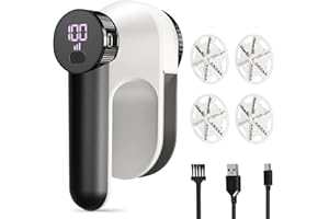 BAICIWE Fabric Shaver, Electric Lint Remover Rechargeable, Lint Shaver with 3-Speeds and Battery Led Digital Display, 3 Repla