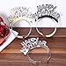 OULII 2021 New Year Headbands New Year's Eve Aluminum Foil Tiaras for New Year Party Decorations 12pcs