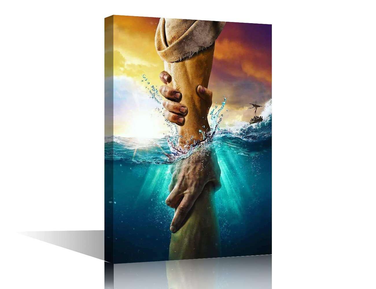 The Hand Of God Canvas Wall Art Don't Be Afraid Just Have Faith Give Me Your Hand Religious Wall Art Wrapped Prints for Living Room Office Bedroom Posters Framed Ready to Hang - 24"W x 16"H