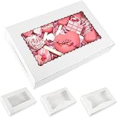 Moretoes 48pcs Bakery Boxes,12x8x2.5 Inches Cookie Boxes with 3 Style Window for Chocolate Covered Strawberries, Desserts, Co