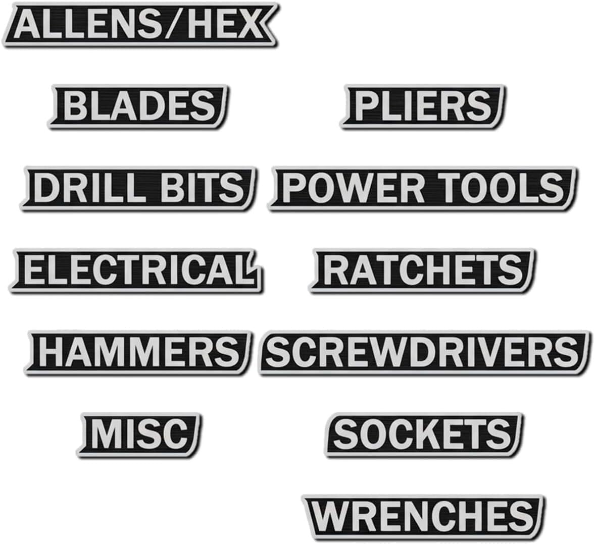 Photo 1 of 12 Pack of Magnetic Toolbox Labels, General Tool Box Organize Accessories, Reusable Tags for Steel Toolboxes (Black)