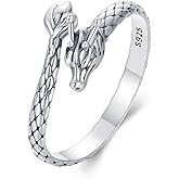 MUNDELL Dainty Dragon Open Rings 925 Sterling Silver Animal Adjustable Wrap Finger Rings for Women Stacking Rings Statement Rings Fine Jewelry