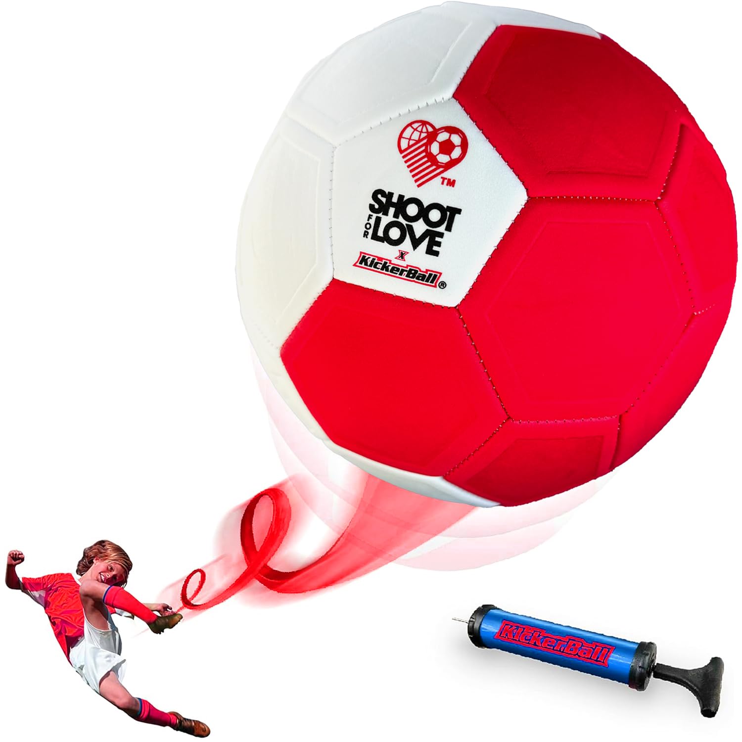 Kickerball - Curve and Swerve Soccer Ball/Football Toy - Kick Like The Pros, Great Gift for Boys and Girls - Perfect for Outdoor & Indoor Match or Game, Shoot for Love