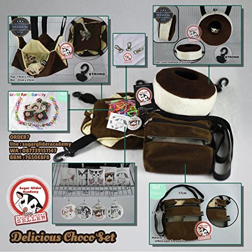Sugar Glider Cage Set Pouch Mouse Hamster Squirrel PREMIUM Delicious Choco by SGA (+Many Bonus)
