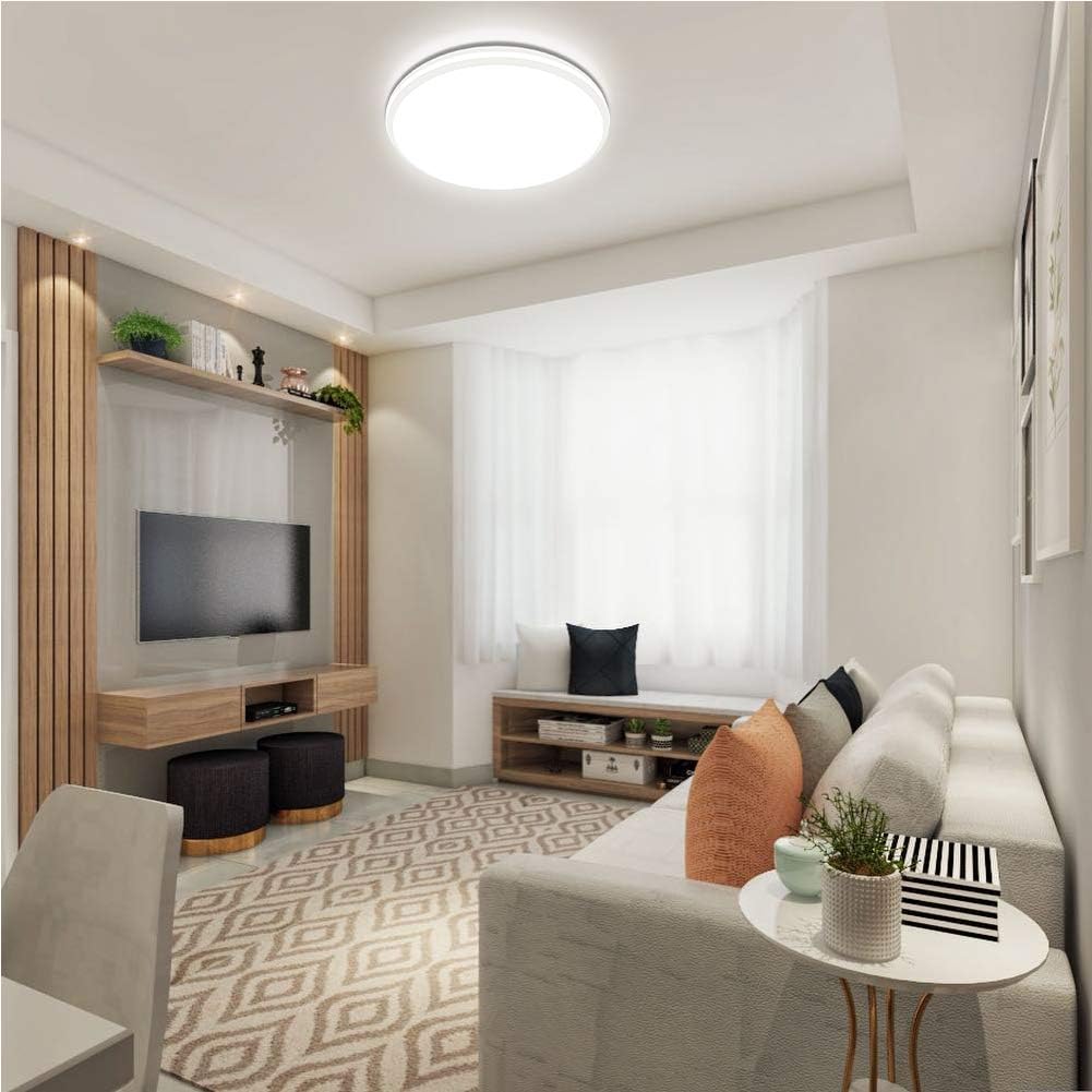 Quesen Flush Mount Ceiling Light Fixture, 80Ra 1850LM 5000K White LED Ceiling Light 20W Ceiling Lamp IP44 Waterproof for Bedroom Bathroom Kitchen Hallway Living Room - - 