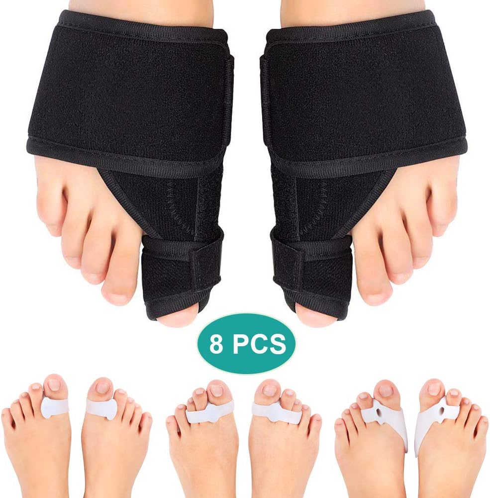 Bunion Corrector with Gel Toe Separator Kits, Bunion Splint Big Toe Straightener for Bunion, Hallux Valgus, Hammer Toe and Overlapping Toe for Day and Night Use, Fits Women and Men