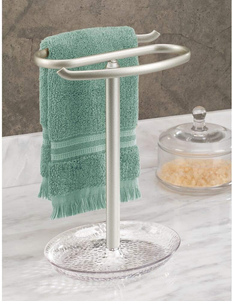 mDesign Decorative Metal Fingertip Towel Holder Stand with Base Tray for 841247104621 eBay