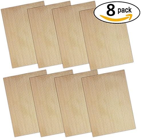 Crenstone Woven Placemats for Dining Table -- Premium Set of Woven Vinyl Placemats, Easy to Clean Rectangular Table Mats (Set of 8, Gold Metallic)