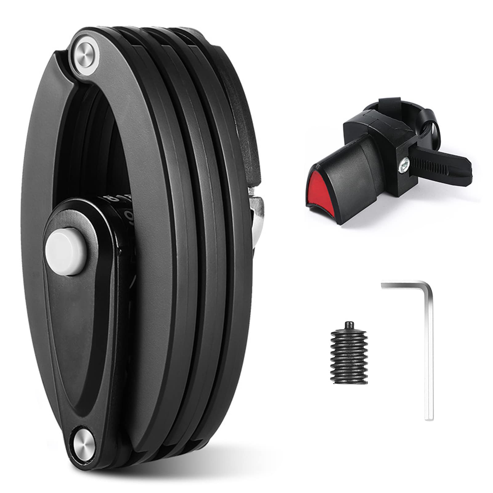 OneGas Compact Folding Bike Lock, 4-Digit Anti Theft Combination, 2.8 FT (85CM) Heavy Duty, Black