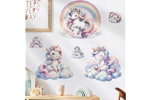 LEISENOR 3D Unicorn Wall Decals Background Wall Children's Room Bedroom Decoration Unicorn Stickers Nursery Baby Room Wall Decor Unicorn Bedroom Decor for Girls