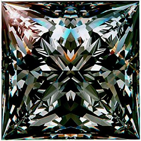 RINGJEWEL 2.74 ct VVS1 Loose Moissanite Princess Cut Use 4 Pendant/Ring Gray Color Stone