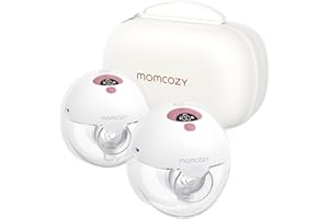 Momcozy Breast Pump Hands Free M5, Wearable Breast Pump of Baby Mouth Double-Sealed Flange with 3 Modes & 9 Levels, Electric Breast Pump Portable - 24mm, 2 Pack Cozy Red
