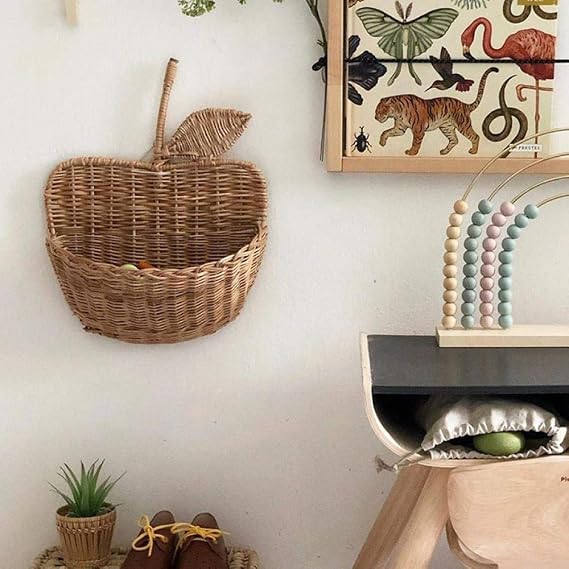 Multi Tuhao Fait A La Main En Rotin Magasin De Stockage Apple Forme Panier Amusant Mignon Bebe Chambre Decoration En Osier Rangement Et Organisation Paniers Pour Etageres Lawawarenesssociety In