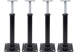 ASSTINOUS 4 Pack Adjustable House Floor Jacks – 16"-20" Heavy Duty House Jacks for Leveling, Steel Support Posts for Beams, Decks, Crawl Spaces, Basements-Black