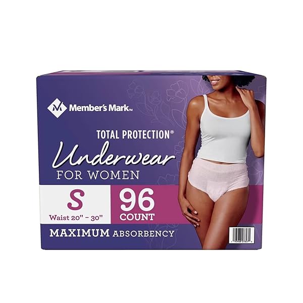 MEMBER’S MARK TOTAL PROTECTION UNDERWEAR FOR WOMEN, SMALL (96 COUNT)