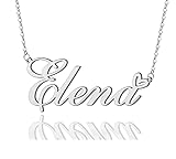 AOLO Elena Heart Name Necklace Silver Stainless