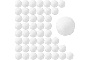 Easeen 3 Inch Indoor Snowball Fight Set, 50 Pack Winter Family Games Balls, Realistic Fake Snowball Toys for Christmas Snow Decoration