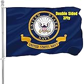 RDEDAO Navy Emblem Flag 3X5 Outdoor Double Sided - Heavy Duty Polyester 3 Ply Navy Military US Flag with 2 Brass Grommets