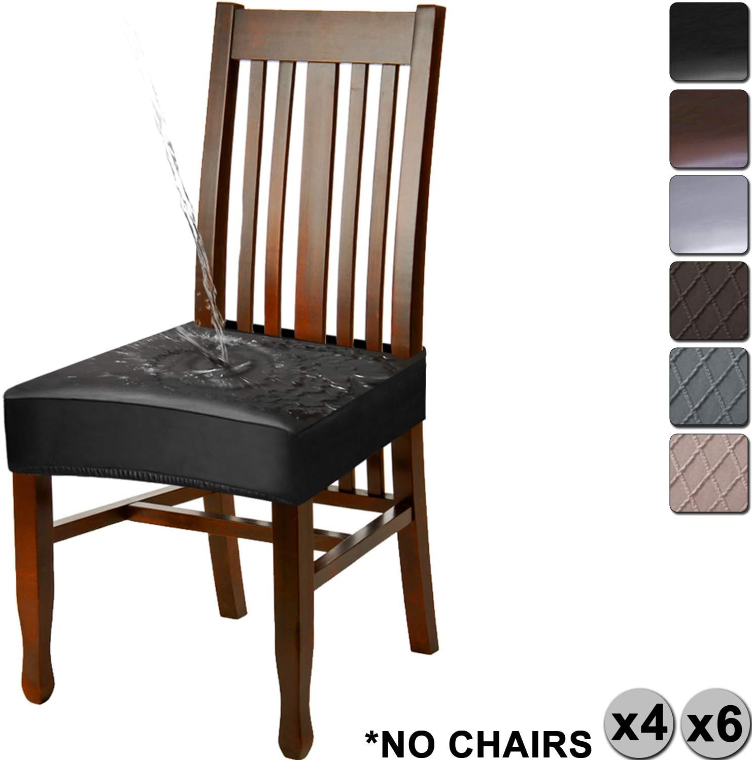 YISUN PU Leather Dining Chair Seat Covers, Waterproof No Backrest Dining Chair Seat Protector