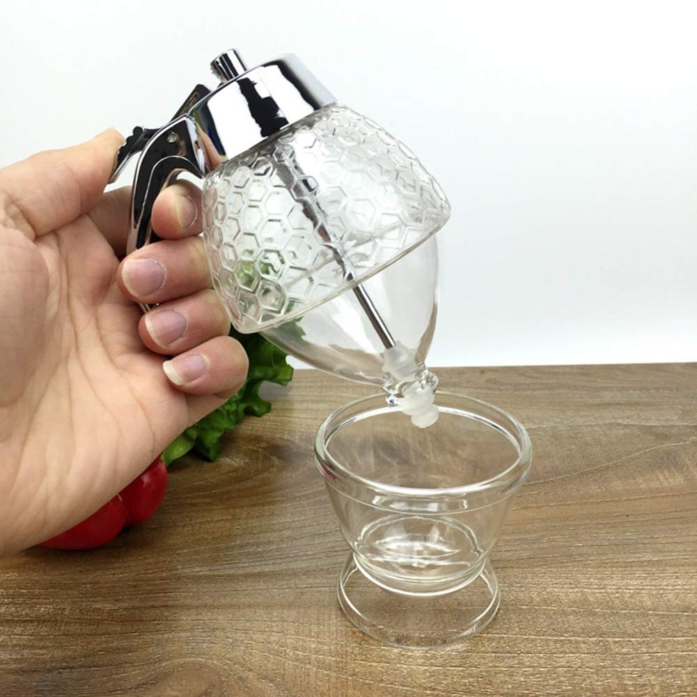 Anntool Honey Dispenser No Drip Glass, Maple Syrup Dispenser Honey Comb