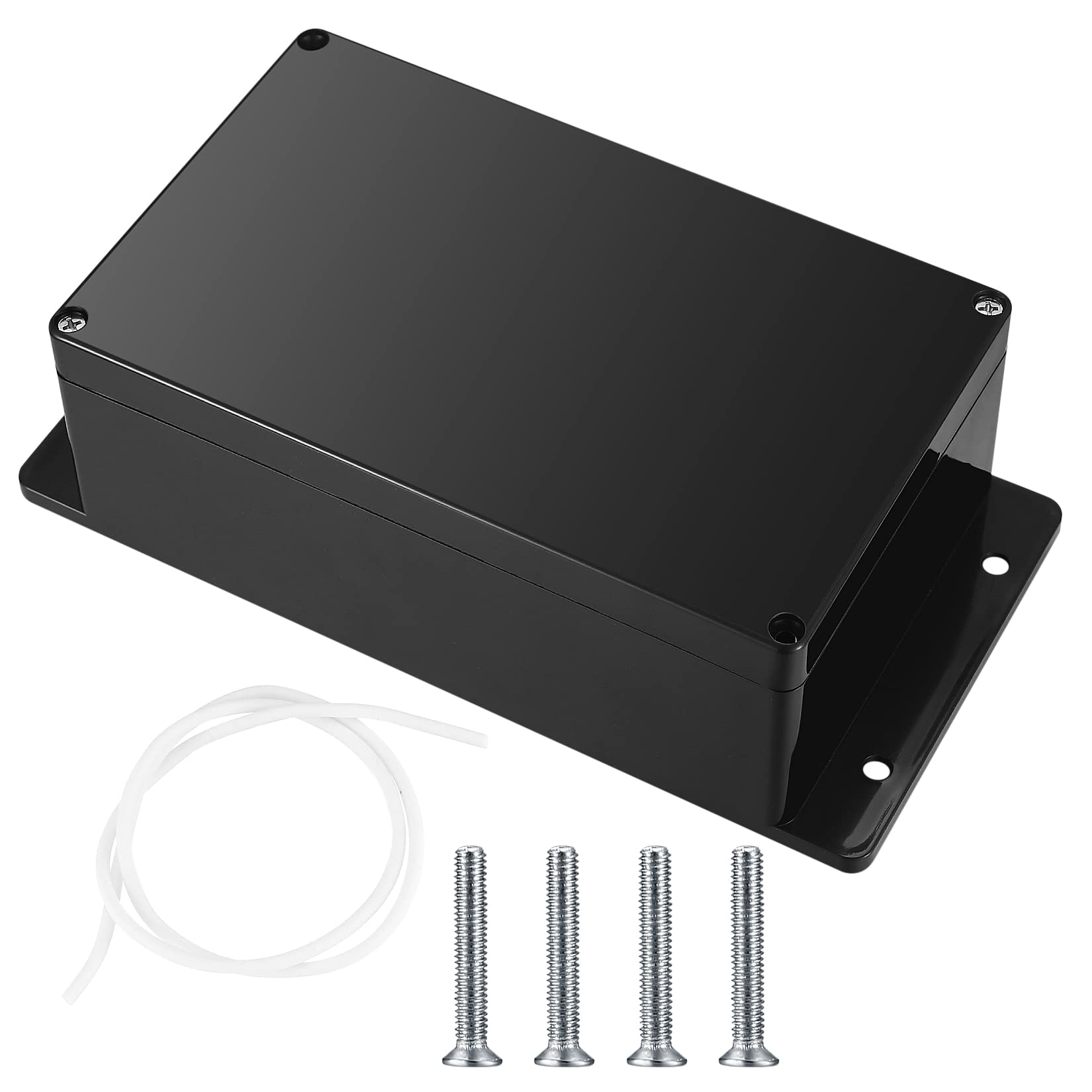 Electronic Connection Box, Waterproof IP65 Junction Box, Surface-Mounted Distribution Box, Mounting Case, Electronic Project Enclosure, Plastic Housing (black with fixed ears, 200x120x75mm)