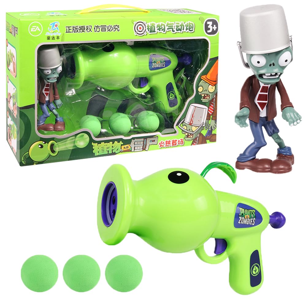 MIFKLMV Plants vs Zombies Toys,Plants Pea Shooter,Plastic Plants Shooter,Pea Shooter Toy Contains 3 Shells to be Fired,Children's Toys Gifts,Great Gifts for Kids and Fans, Birthday and Party