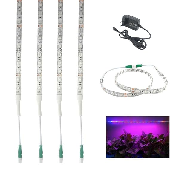 Bonlux 5W 600MM wasserdichte LED wachsen flexibles Streifen-Licht-Kit 12V Rot Blau 3: 1 Full Spectrum LED-Anlage Heller Pflan