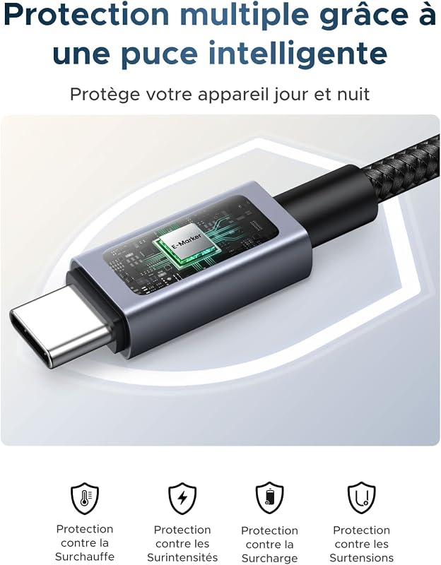 Nexode Câble USB C 240W avec Écran LCD 48V 5A PD 3.1 (2M)